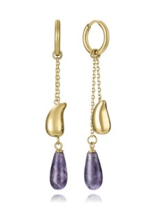 Pendientes de mujer de acero Ip dorado cadenas 