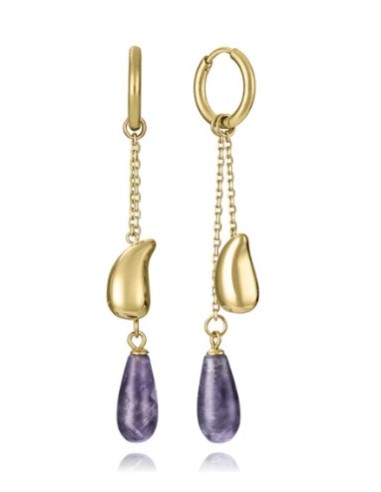 Pendientes de mujer de acero Ip dorado cadenas 