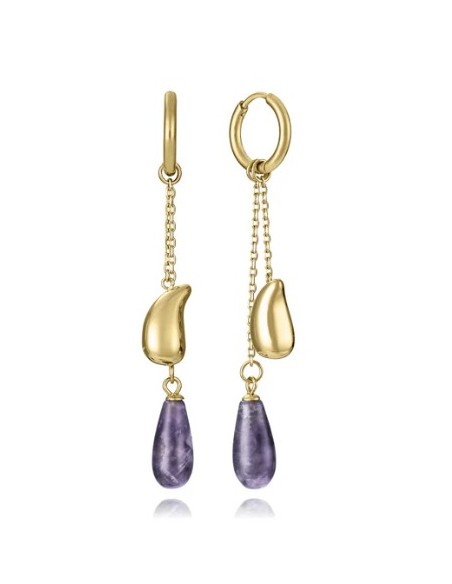 Pendientes de mujer de acero Ip dorado cadenas 