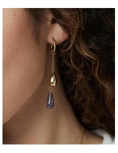 Pendientes de mujer de acero Ip dorado cadenas  2