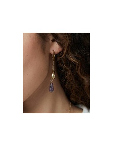 Pendientes de mujer de acero Ip dorado cadenas 