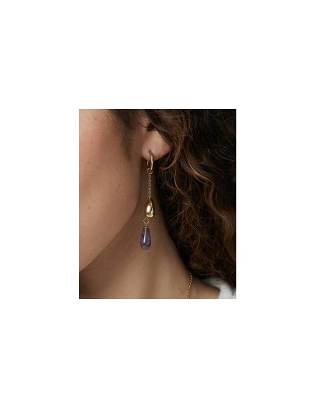 Pendientes de mujer de acero Ip dorado cadenas 
