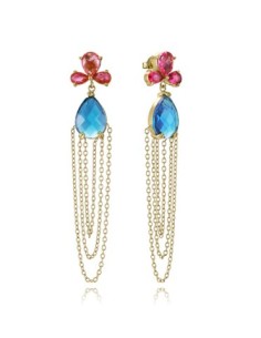 Pendientes de mujer de acero Ip dorado cristales