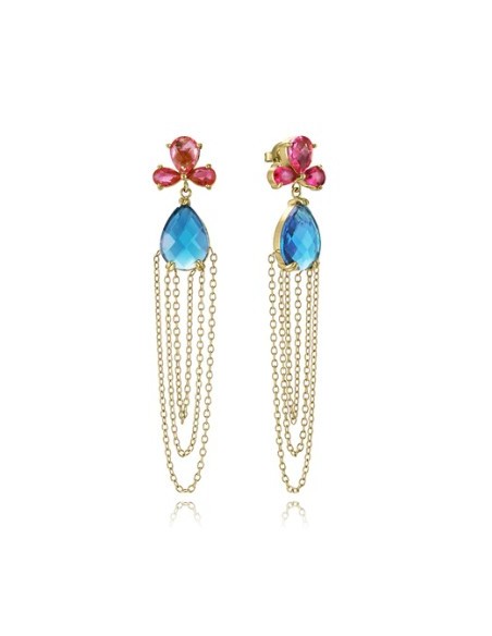 Pendientes de mujer de acero Ip dorado cristales