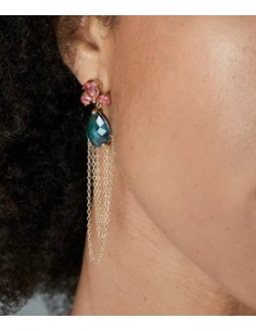 Pendientes de mujer de acero Ip dorado cristales 2