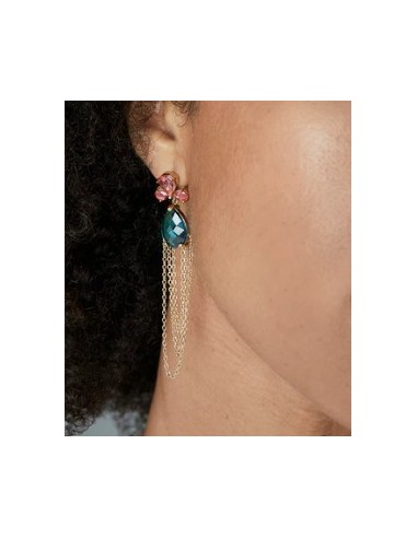 Pendientes de mujer de acero Ip dorado cristales