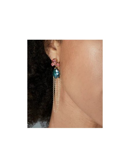 Pendientes de mujer de acero Ip dorado cristales