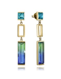 Pendientes de mujer de acero dorado con cristal