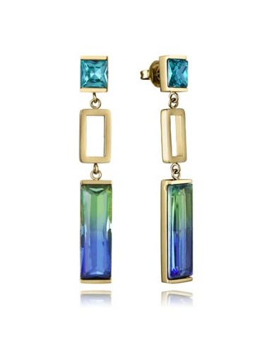 Pendientes de mujer de acero dorado con cristal