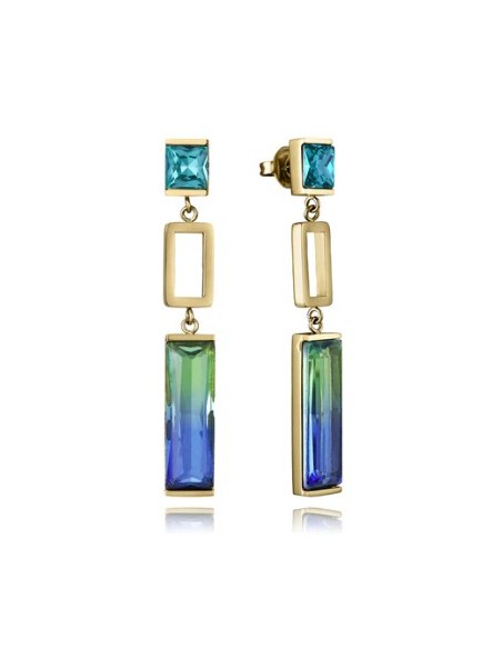 Pendientes de mujer de acero dorado con cristal