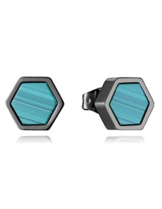 Pendientes de hombre de acero gris con piedra 