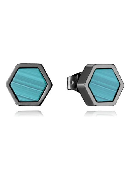 Pendientes de hombre de acero gris con piedra 