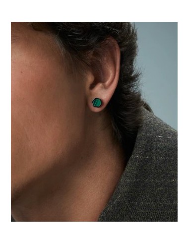 Pendientes de hombre de acero gris con piedra 