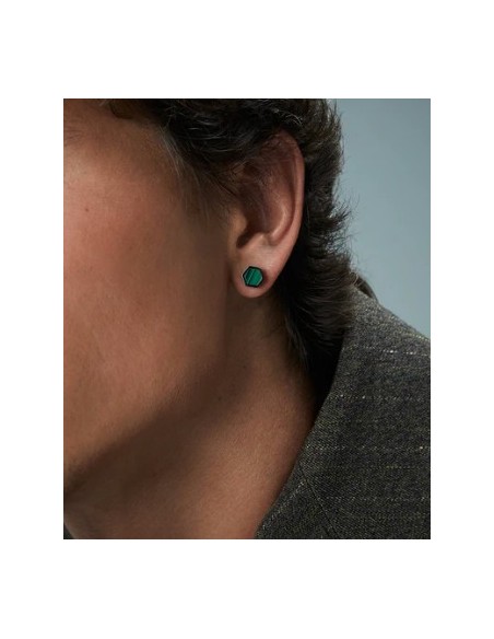 Pendientes de hombre de acero gris con piedra 