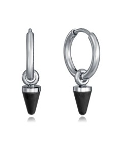 Pendientes de hombre en acero con aro y colgante 