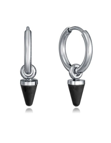 Pendientes de hombre en acero con aro y colgante 