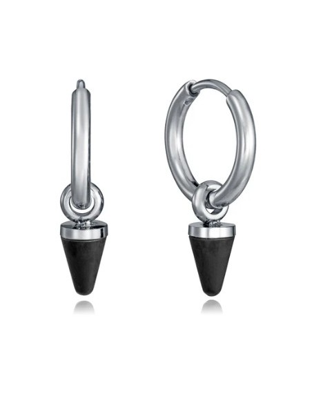 Pendientes de hombre en acero con aro y colgante 