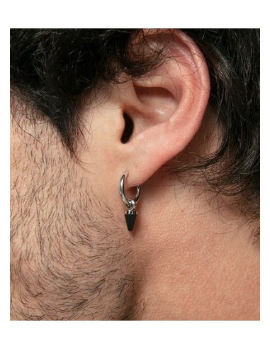 Pendientes de hombre en acero con aro y colgante 