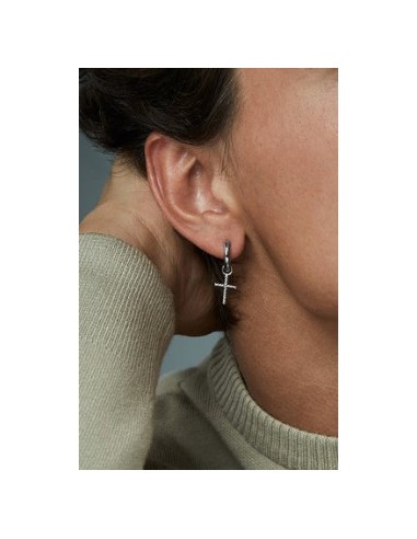 Pendientes de hombre de acero con cruz colgante