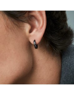 Pendientes de hombre de acero negro criolla  2