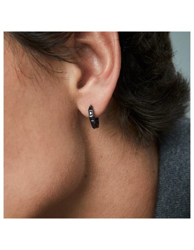 Pendientes de hombre de acero negro criolla 