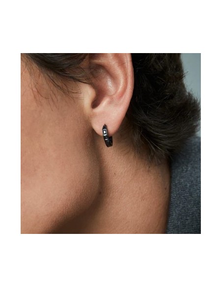 Pendientes de hombre de acero negro criolla 