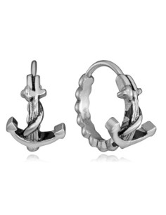 Pendientes de hombre en acero oxidado y ancla
