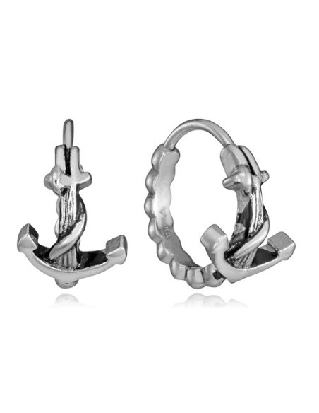 Pendientes de hombre en acero oxidado y ancla