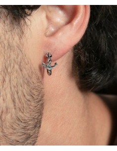 Pendientes de hombre en acero oxidado y ancla 2