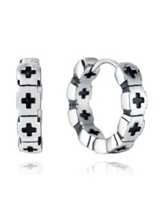 Pendientes de hombre de acero criolla con cruces