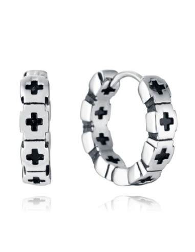 Pendientes de hombre de acero criolla con cruces