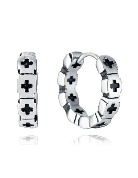 Pendientes de hombre de acero criolla con cruces