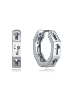 Pendientes de acero para hombre con cruces caladas