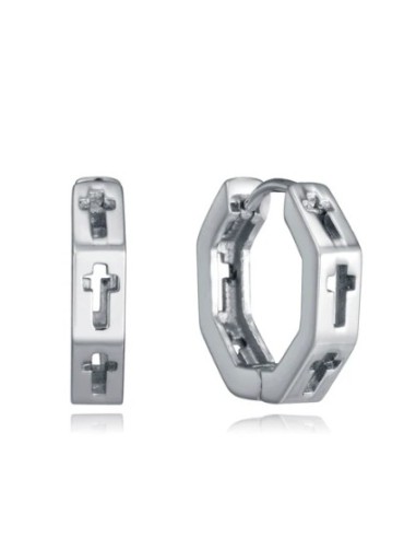 Pendientes de acero para hombre con cruces caladas