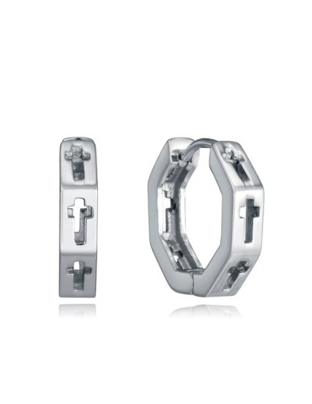 Pendientes de acero para hombre con cruces caladas