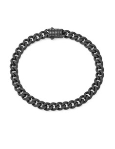 Pulsera de hombre de acero negro cadena circonitas