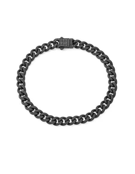 Pulsera de hombre de acero negro cadena circonitas