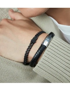 Pulsera de hombre de acero negro cadena circonitas 2
