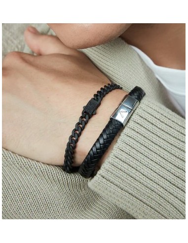 Pulsera de hombre de acero negro cadena circonitas