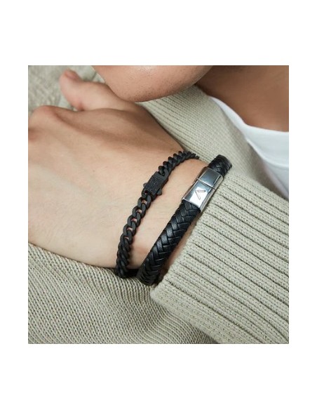 Pulsera de hombre de acero negro cadena circonitas