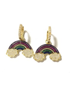 PENDIENTES ARCO IRIS GOLD PLATA DE 1ª LEY