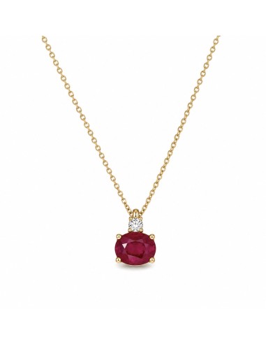 Gargantilla brillantes 0.06ct y rubí oval de 18k