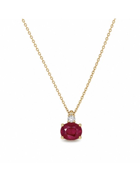 Gargantilla brillantes 0.06ct y rubí oval de 18k