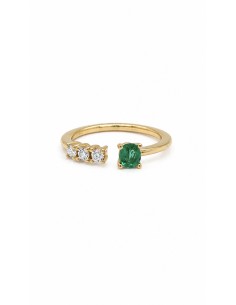 Anillo brillantes 0.15ct y esmeralda de oro 18k