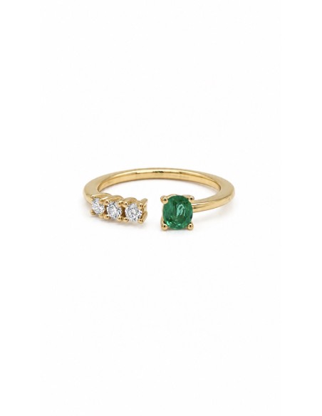 Anillo brillantes 0.15ct y esmeralda de oro 18k