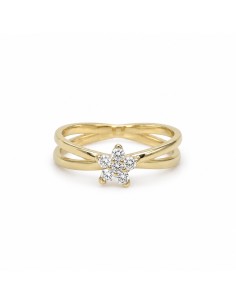 Anillo brillantes flor 0.15ct de oro 18k
