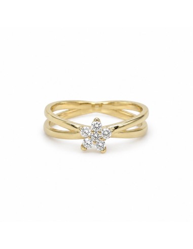 Anillo brillantes flor 0.15ct de oro 18k