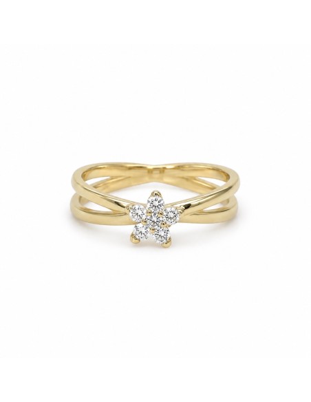 Anillo brillantes flor 0.15ct de oro 18k