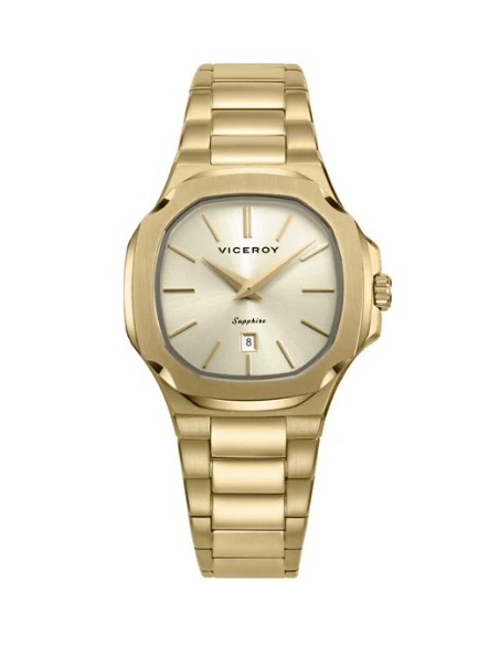 Reloj caja de acero Ip dorado 10 Atm,
