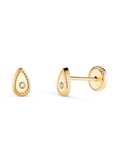 PENDIENTES ORO AMARILLO GOTA CON CIRCONITAS 18k